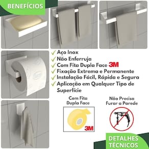 Kit Acessórios Para Banheiro Branco 5 Peças Master Slim Df