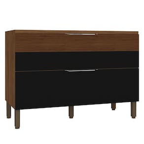 Balcão de Cozinha e Tampo 120cm 1 Porta Dora K02 Nogueira/Preto - Mpozenato