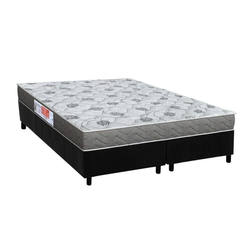 Cama Box Queen: Colchão Espuma D45 Ortho Comfortpedic + Base Crc Suede Black (158x198)