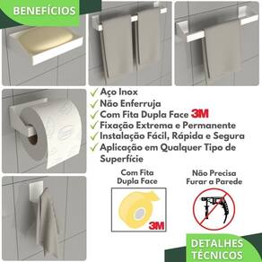 Kit Acessórios Para Banheiro Branco 5 Peças Master Slim Df