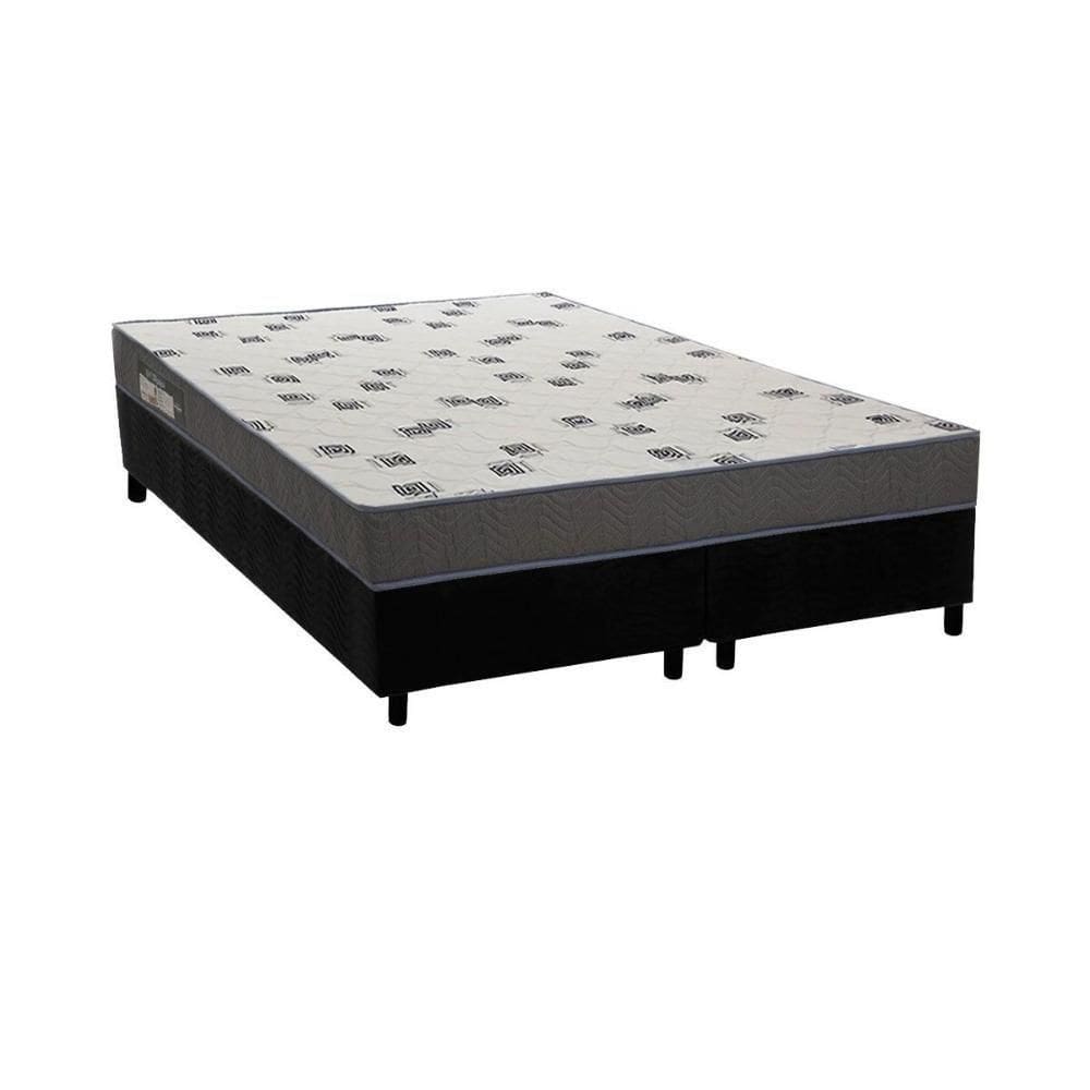 Cama Box Queen: Colchão Espuma D33 Ortobom Light Saúde + Base Crc Suede Black (158x198)