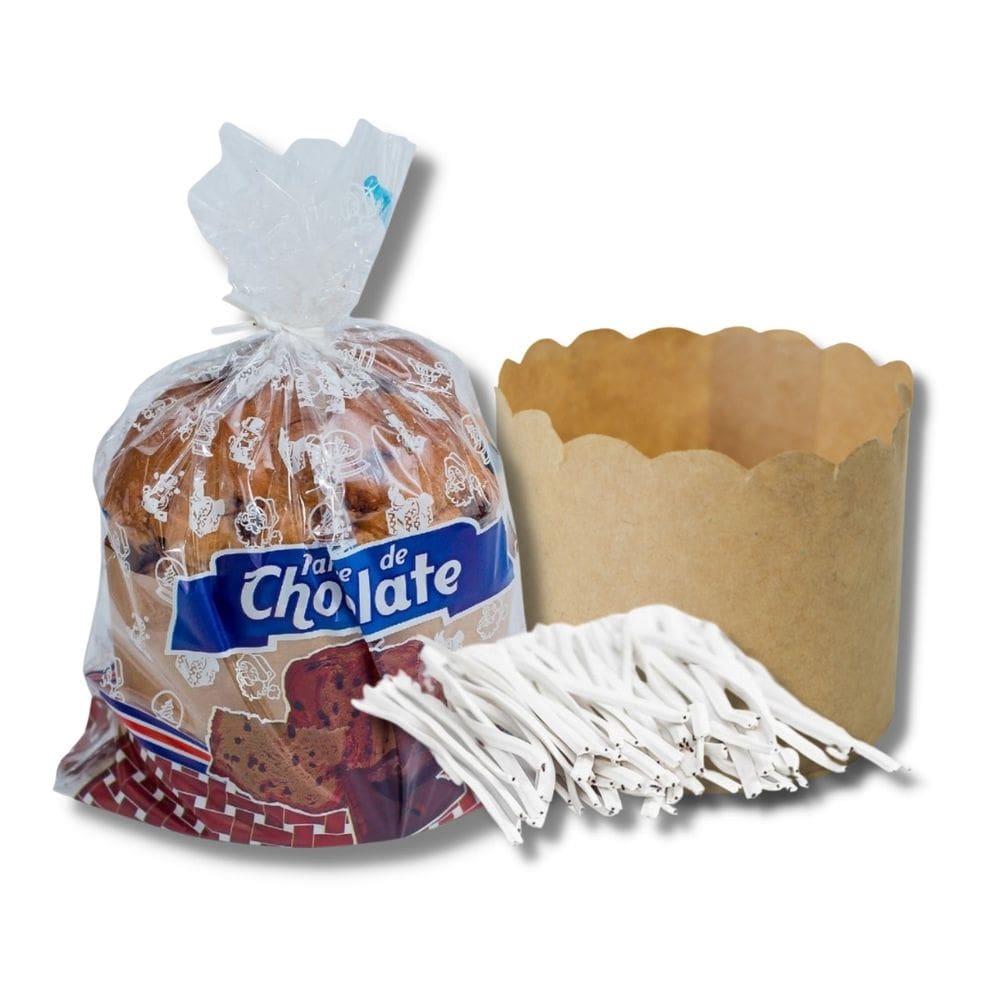 100 Saco Plastico Panetone 100G+100 Fecho+100 Forma Kraft
