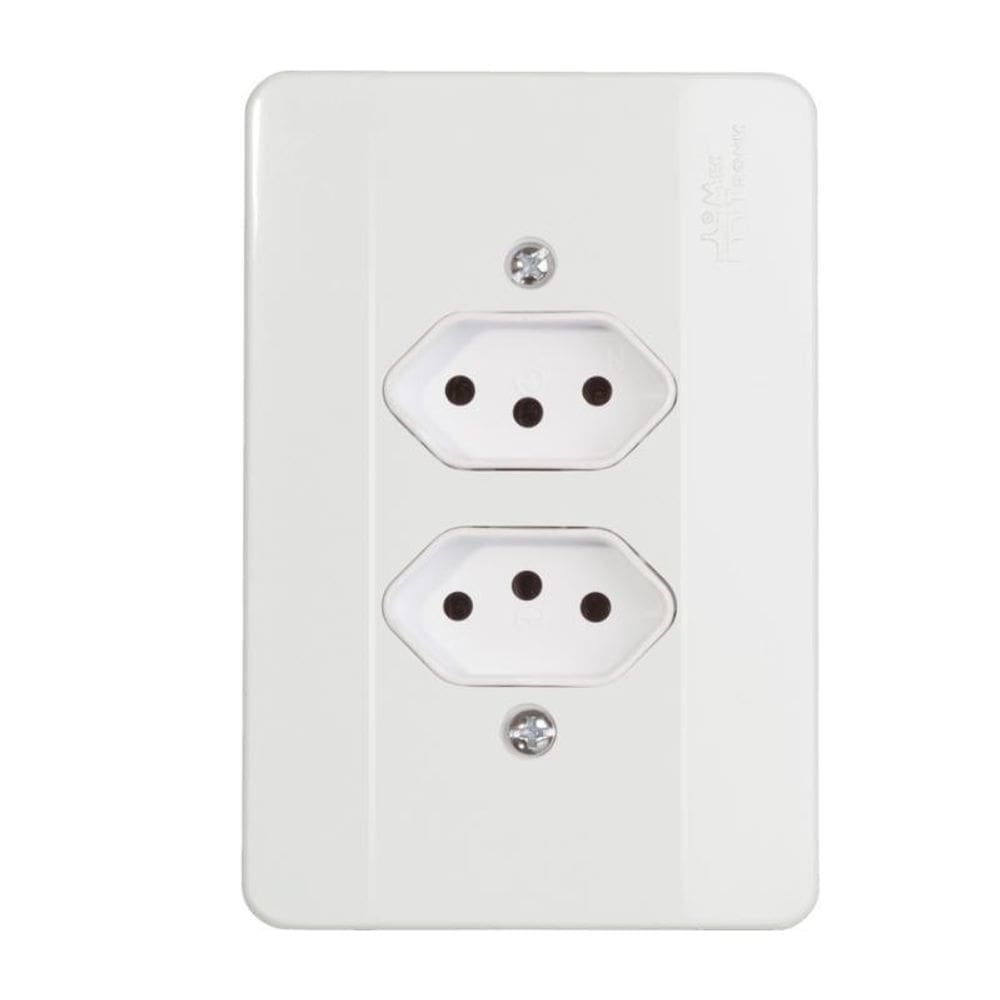 Tomada 2 Entrada Fixa 2P+T 10A Mec-Tronic Branco