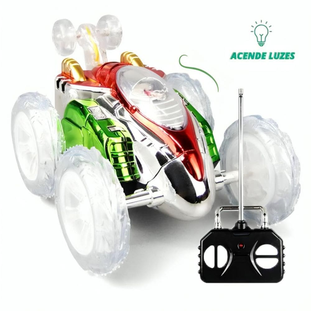 Carrinho Luz Led Controle Infantil Gira 360 Maluco