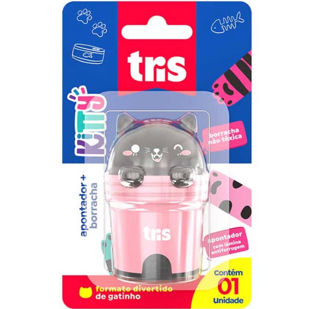 Apontador Com Borracha Gatinho Kitty Rosa