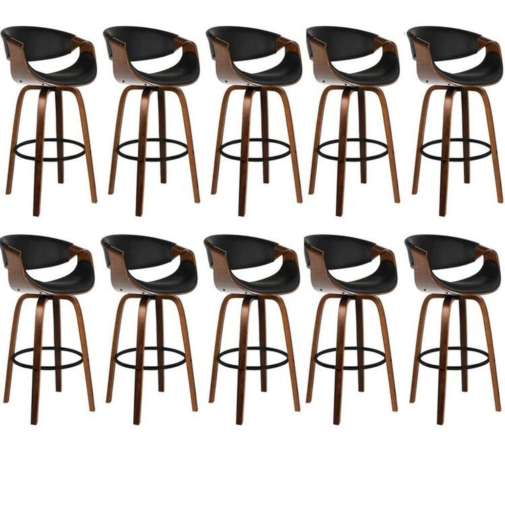 Kit com 10 Banquetas Base de Madeira Nicole Preto