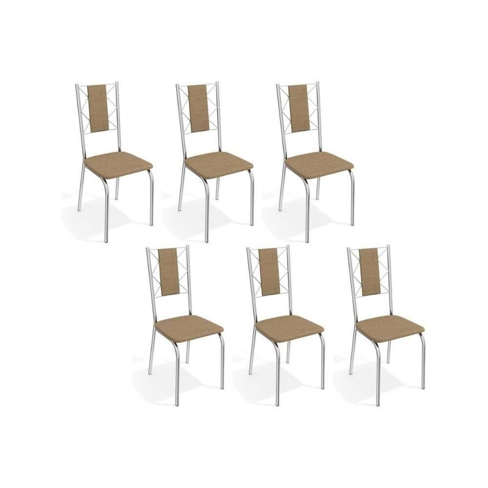 Cadeira De Cozinha Lisboa C076 Kit 6 Un Cromada Capuccino