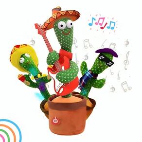 Musical Luz Infantil Cacto Dançante Recarregável Pelúcia