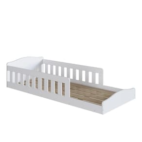 Cama Montessoriana Infantil de Chão com Cercado Linha Encanto Branco - Completa Móveis