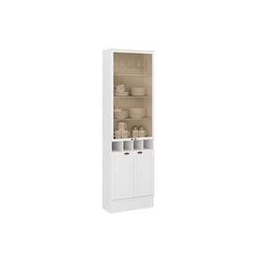 Paneleiro De Cozinha Modulado Cristaleira Bella 2615 Com 4 Portas 2 De Vidro 70cm Branco