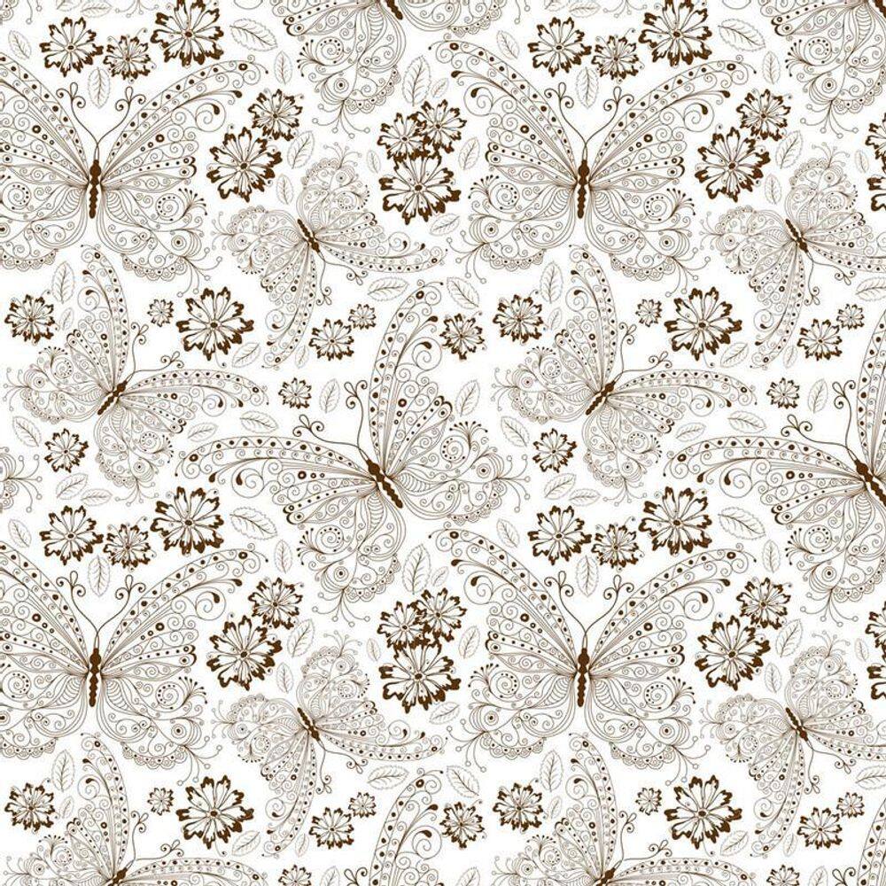 Papel Parede Branco Desenho Borboletas Adesivo Quarto Sala
