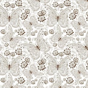 Papel Parede Branco Desenho Borboletas Adesivo Quarto Sala