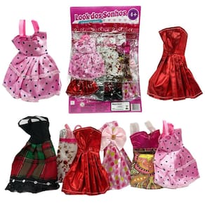 Kit 6Pç Roupinha Para Boneca Roupa Vestido Look Fashion
