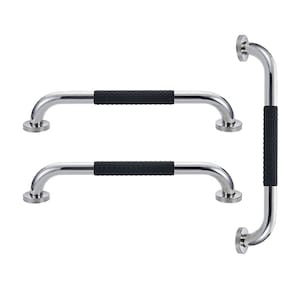 Barra de Apoio 60cm Inox Suporte Antiderrapante Banheiro Box Kit 3 unidades Idoso Gestante Acessibilidade Segurança