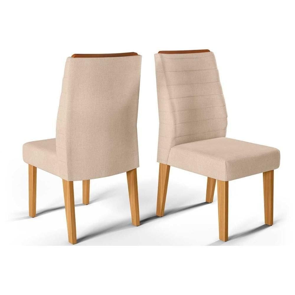 Kit 2 Cadeiras De Cozinha Ondina 2 Un Cedro Linho Saara Bege