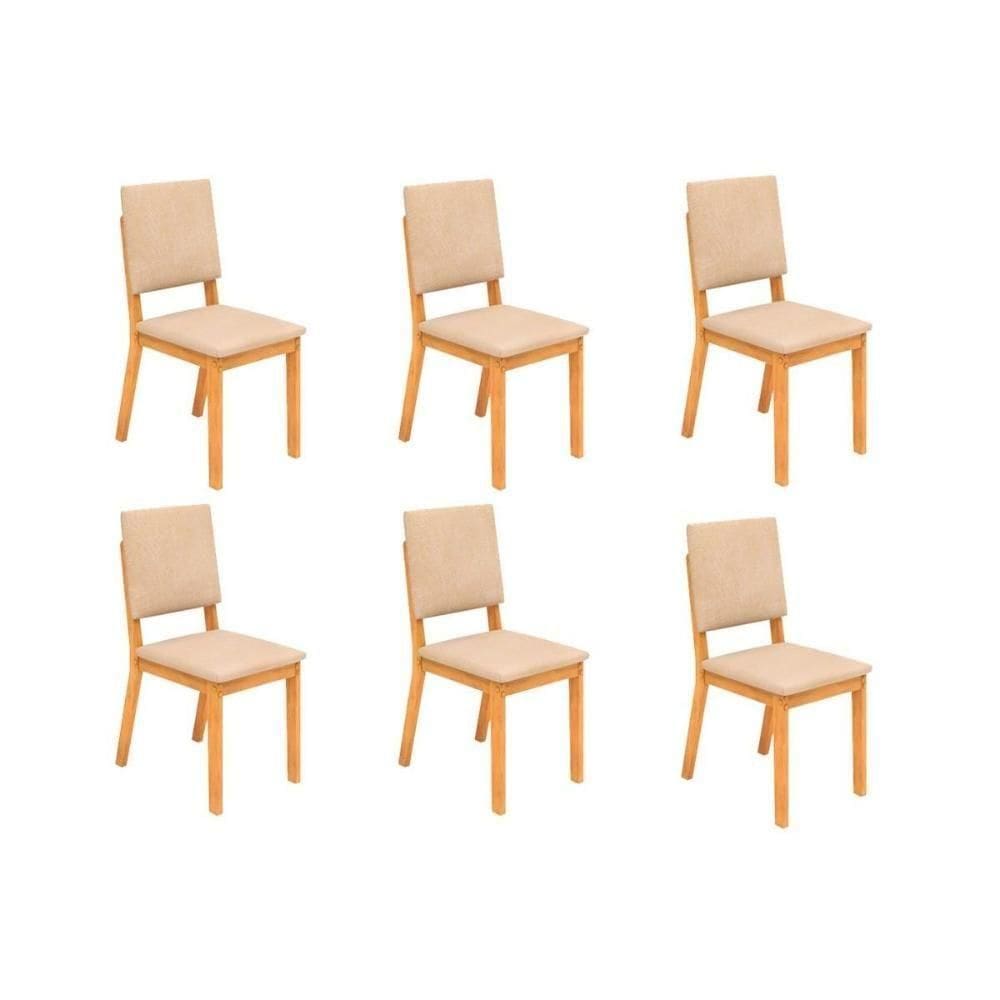 Kit 6 Cadeiras Sala Jantar Talia 6 Un Cedro Suede Creme