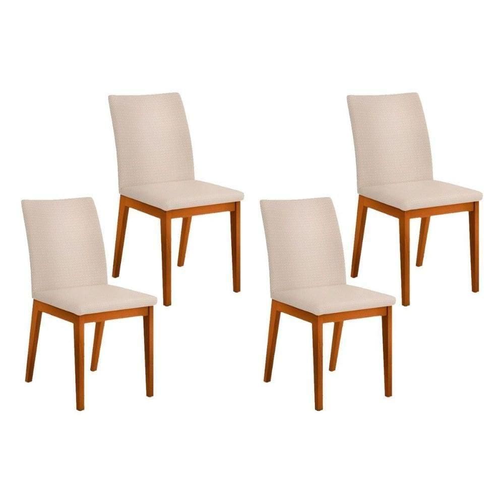 Kit 4 Cadeiras Sala Jantar Vitória 4 Un Ipe Suede Creme