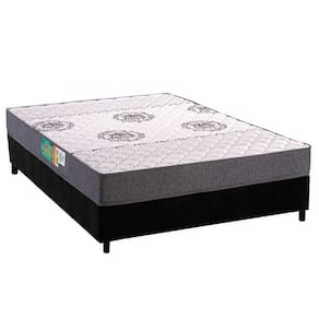 Cama Box Viúva: Colchão Espuma D45 Polar Pérola Grey + Base Crc Suede Black (128x188)