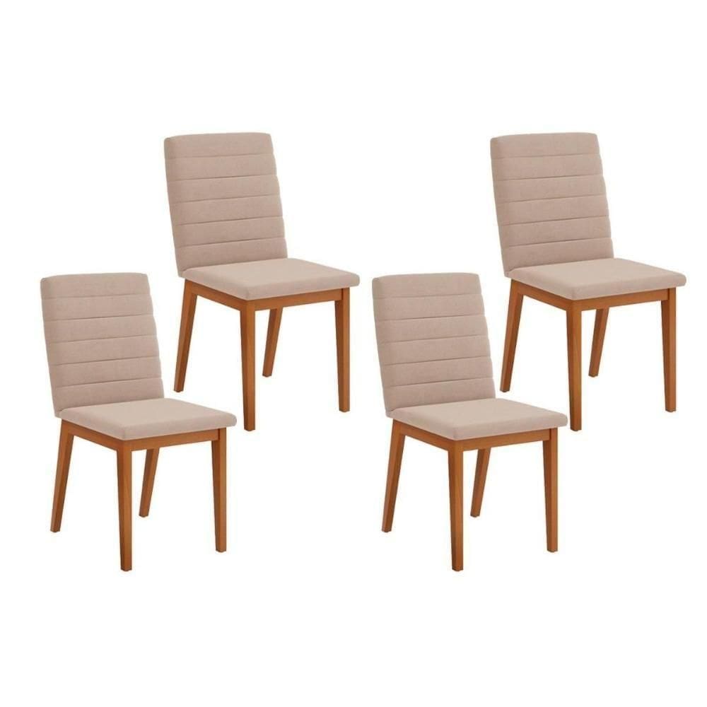 Kit 4 Cadeiras Sala Jantar Sofia 4 Un Ipe Suede Creme