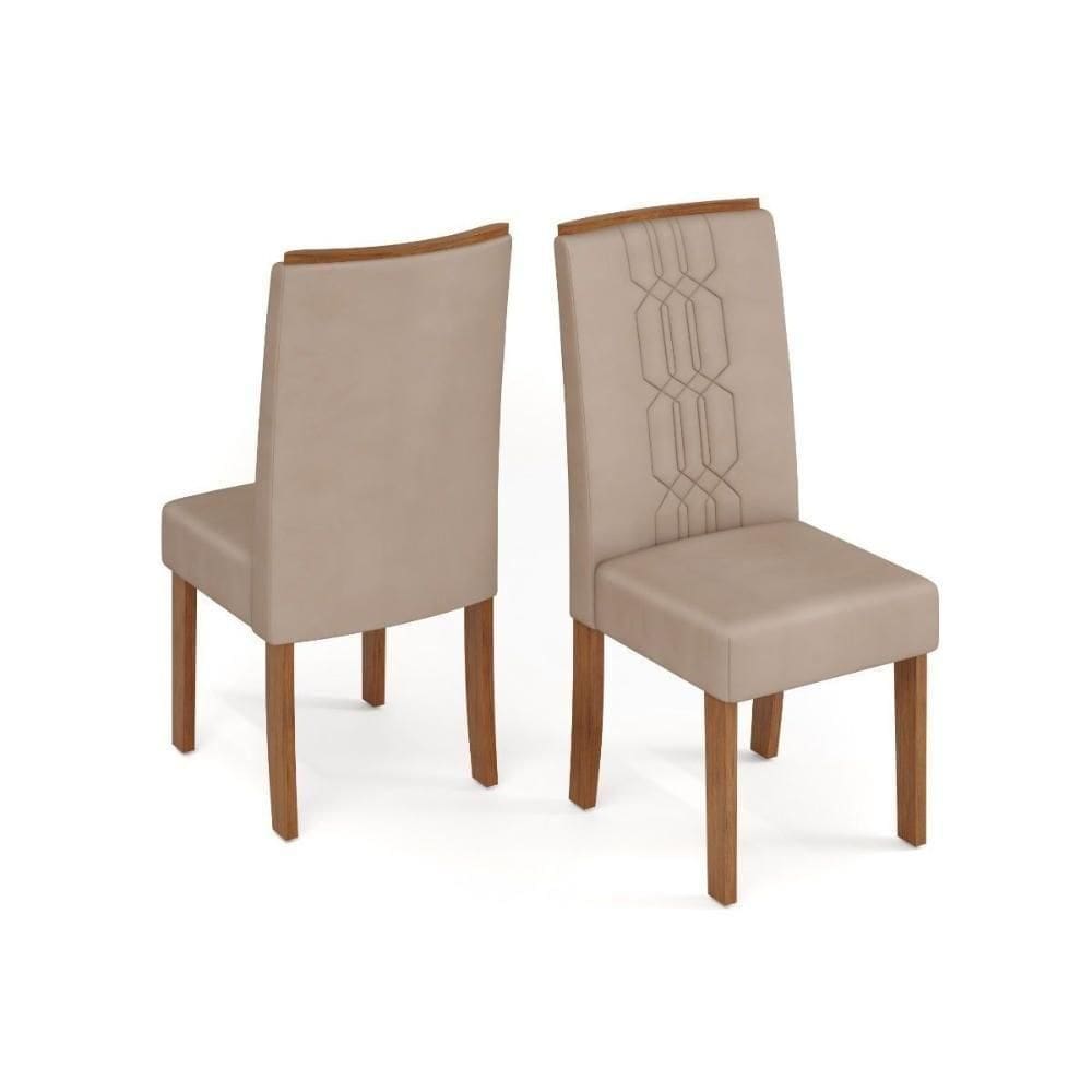 Cadeira De Cozinha Zoe Kit 2 Un Cedro Suede Creme