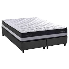 Cama Box Queen: Colchão Molas Bonnel Herval Maxspring Minsque C1625 + Base Crc Suede Gray (158x198x27)