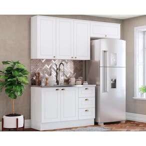 Kit Cozinha Modulada 3 Peças Americana 2 Aéreos + 1 Balcão Sem Pia Cz136 Branco