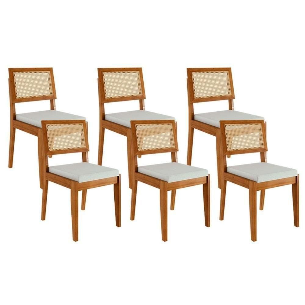 Kit 6 Cadeiras De Cozinha Rainha 6 Uni Natural