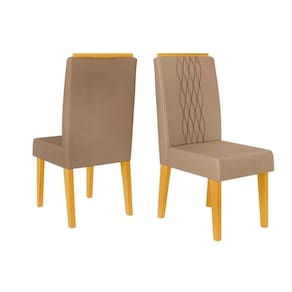 Kit 2 Cadeiras De Cozinha Lia 2 Un Cedro Suede Kraft Bege