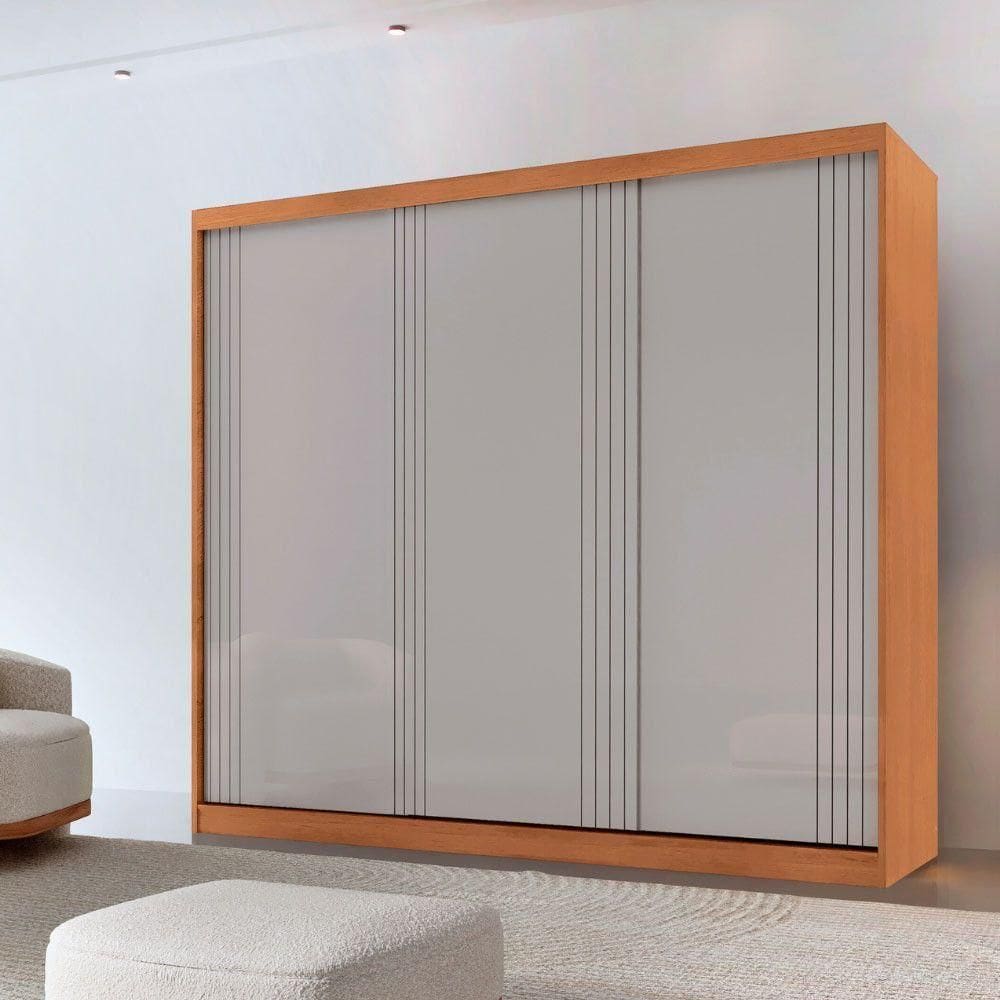 Guarda Roupa Casal Connor MDF 3 Portas Moderna Mobília