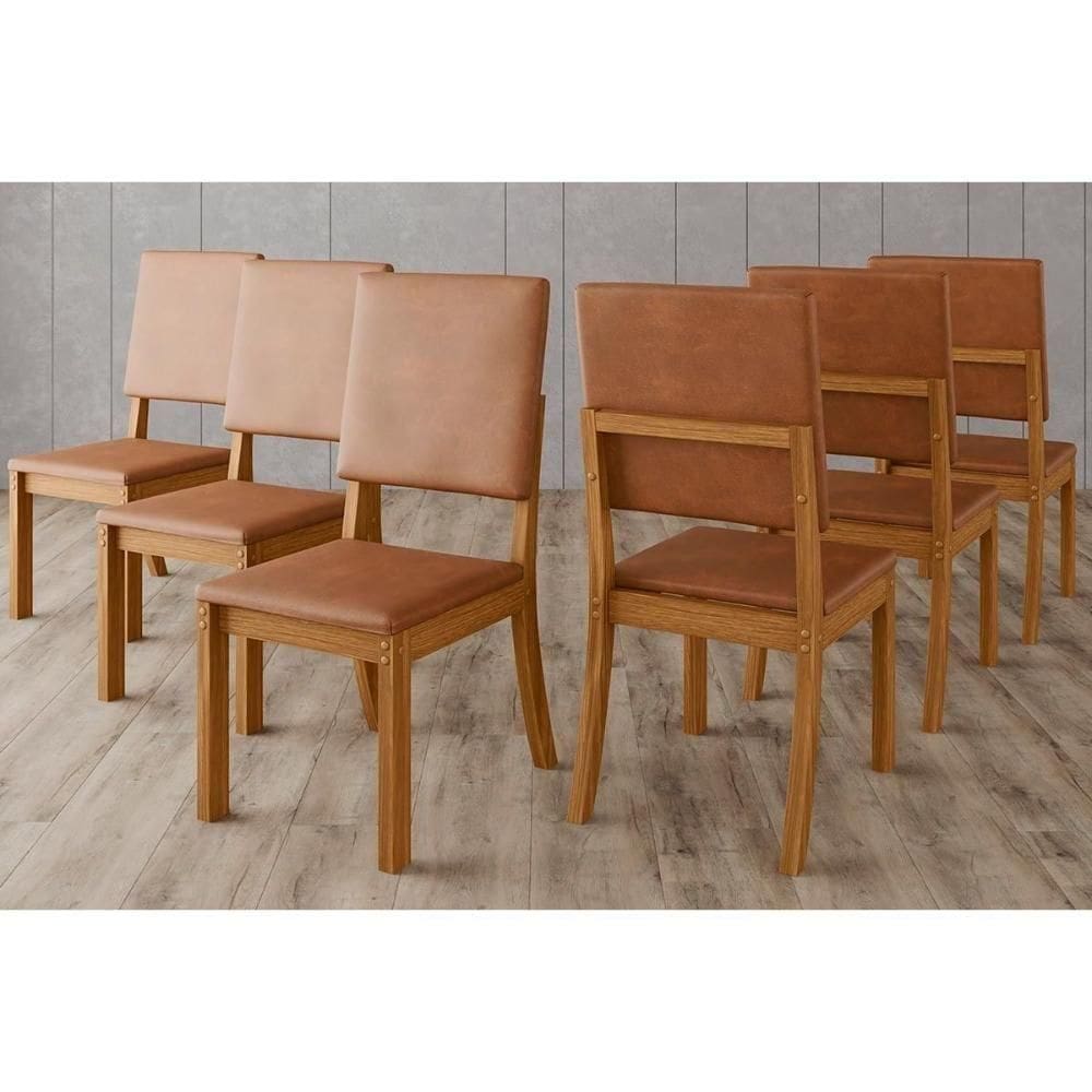 Cadeira De Cozinha Milla Plus Kit 6 Un Nature Courano-caramelo