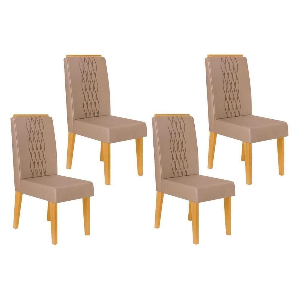 Cadeira De Cozinha Lia Kit 4 Un Cedro Suede Kraft