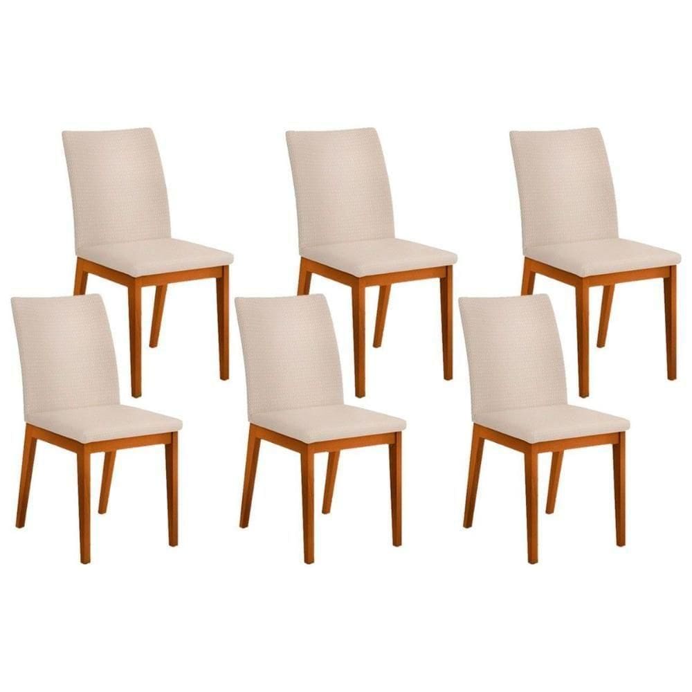 Cadeira De Cozinha Vitória Kit 6 Un Ipe Suede Creme