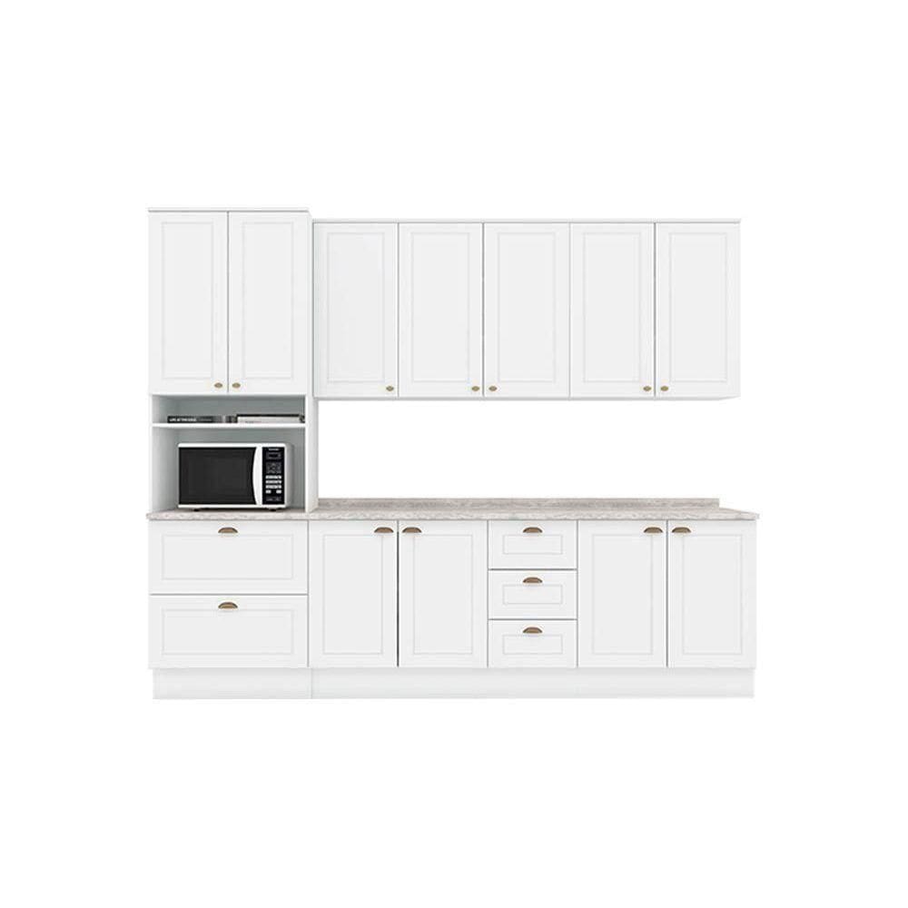 Cozinha Modulada Americana 7 Peças 2 Aéreos + 2 Balcões + 1 Paneleiro + 2 Complementos C5p63 Branco2 Aéreos + 1 Balcão + 1 Complemento