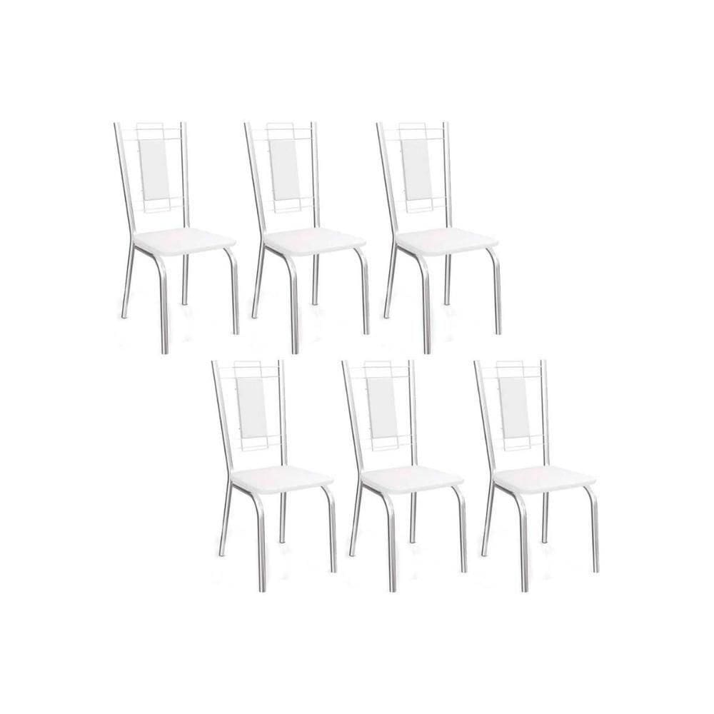 Cadeira Sala De Jantar Florença 2c005 Aço Kit 6 Uni Cromada Branco 106