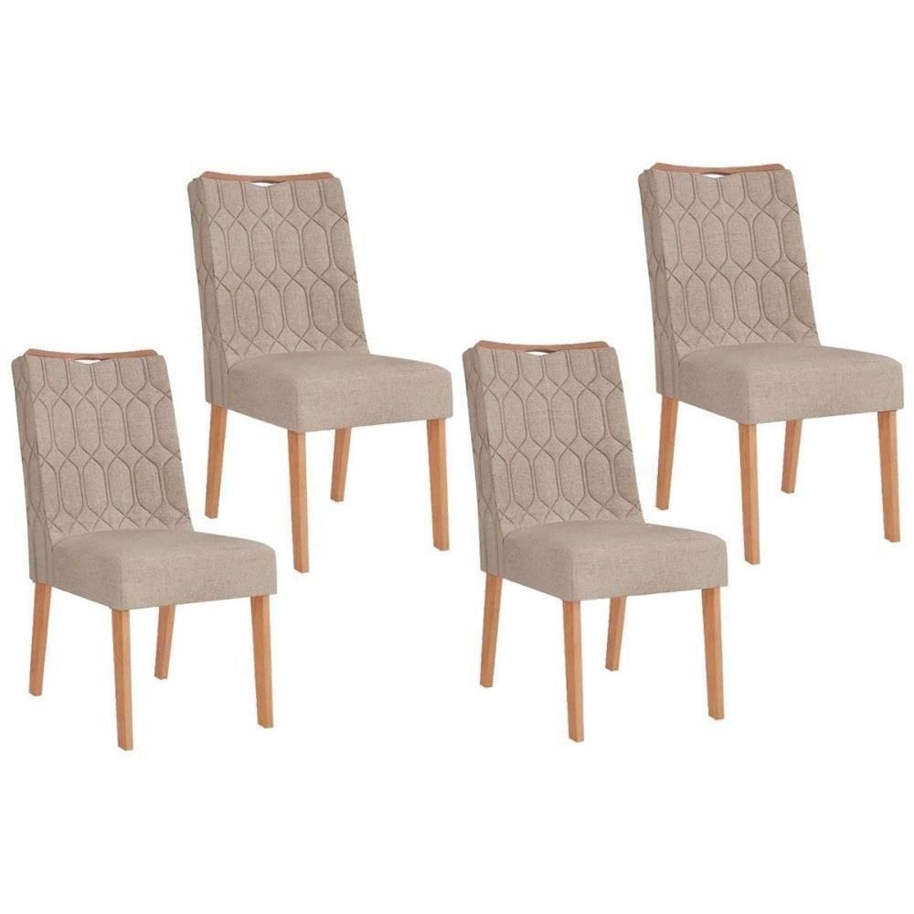Cadeira De Cozinha Bia Kit 4 Un Cedro Suede Kraft