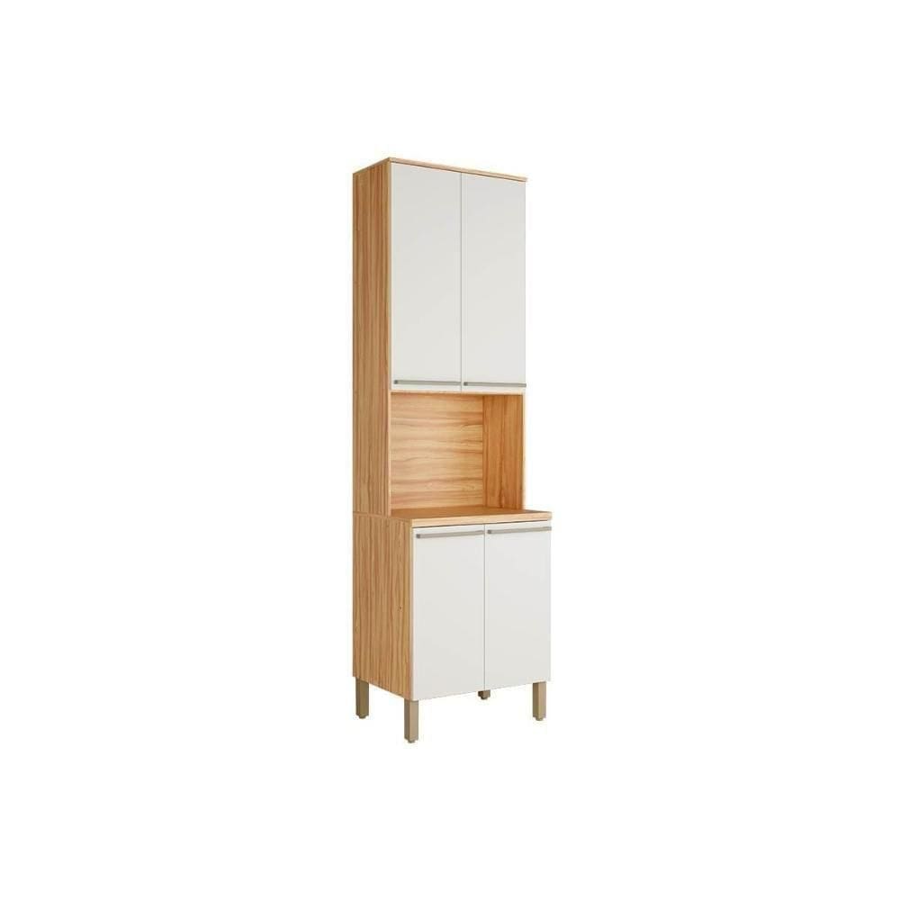 Paneleiro De Cozinha Modulado Napoli Com 4 Portas E 1 Nicho Para Forno 66x222cm Amendoa Off White Ronipa