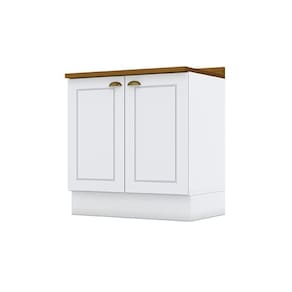 Gabinete De Cozinha Modulado Balcão Com Tampo Americana Com 2 Portas 80cm Branco