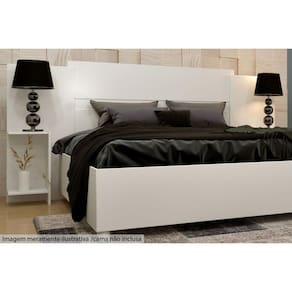 Painel Cama Box Madeirado Casal Queen Arizona Com 2 Mesas E Prateleiras Branco Neve Tcil Móveis