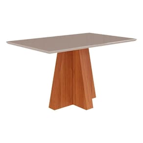 Mesa Para Cozinha Patricia Com Tampo Madeirado Com Vidro 130x80cm Cinamomo Off White Cimol