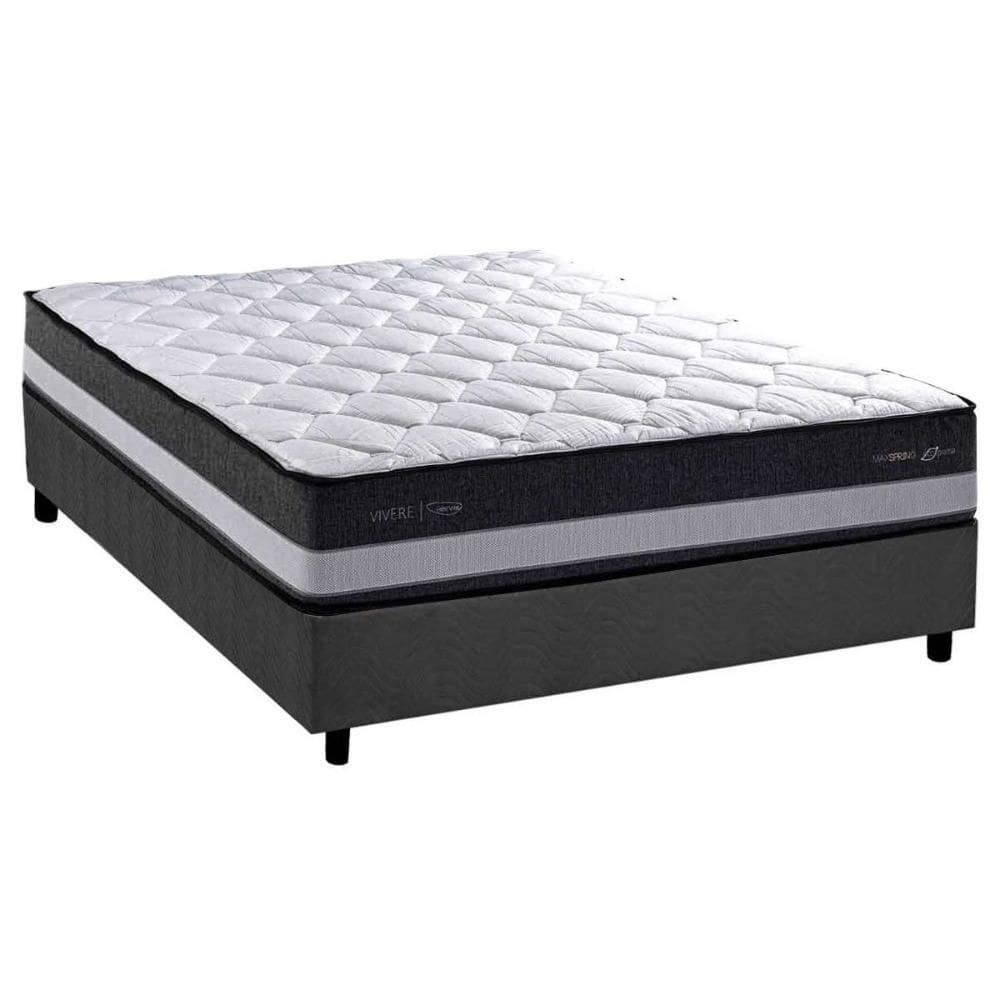 Cama Box Casal: Colchão Molas Bonnel Herval Maxspring Minsque C1625 + Base Crc Suede Gray (138x188x27)