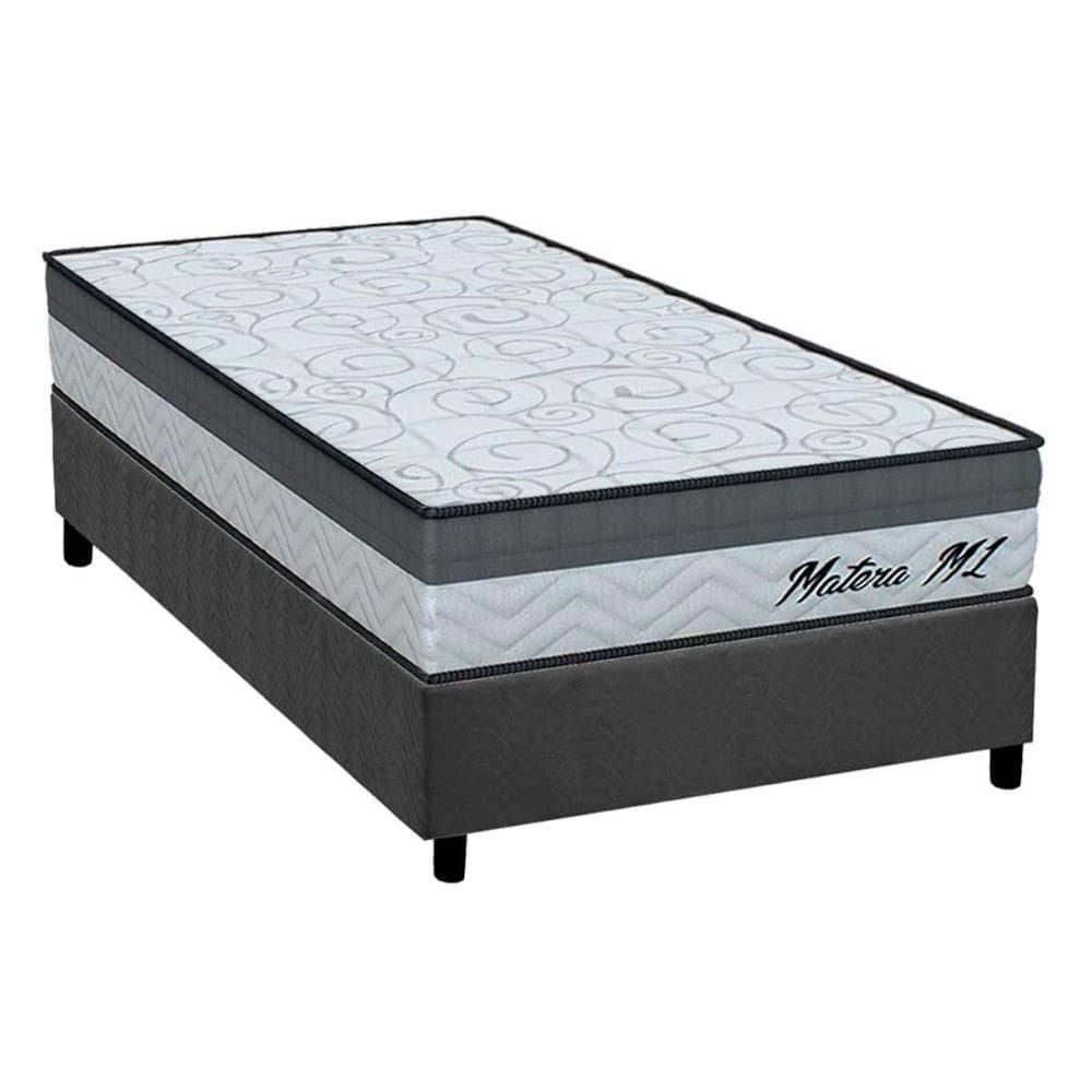 Cama Box Solteiro: Colchão Espuma D33 Ortho Matera Ml + Base Crc Suede Gray (78x188)