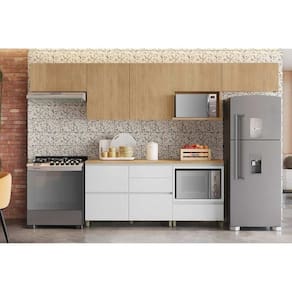Cozinha Completa Rainha 6 Peças 4 Aéreos 2 Balcões C6p88 Nature Branco