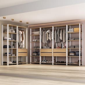 Guarda Roupas Closet Modulado 405cm 6 Peças Com 6 Gavetas E Cabideiros Multimóveis MP4322 Branco Madeirado
