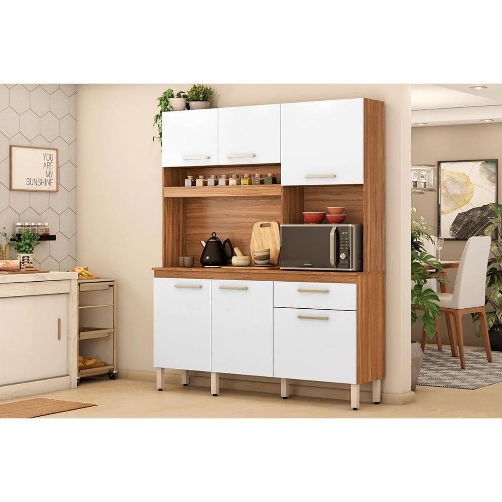 Cozinha Compacta Kit álamo Com 6 Portas E 1 Gaveta 160cm Amendola Branco