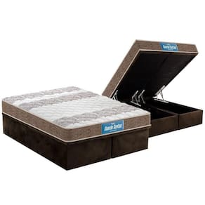 Cama Box Baú King: Colchão Ortopédico Probel D33 Guarda Costas Próintense + Base Crc Suede Brown (193x203)