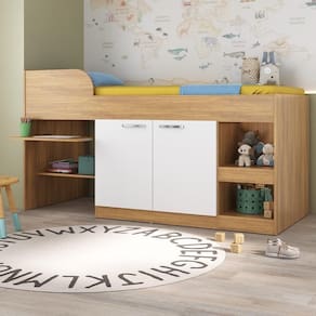Cama Solteiro Multifuncional Para Colchão 188 X 78cm Com 2 Portas E Escrivaninha Multimóveis MP4230 Rustic Branco