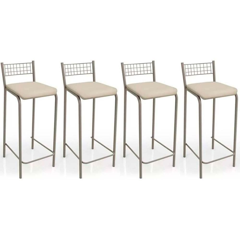 Kit 4 Banquetas Sala Jantar Gênova B705 4 Un Niquel Nude 16