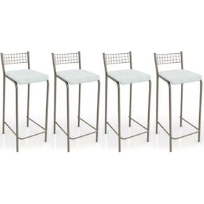 Kit 4 Banquetas Sala Jantar Gênova B705 4 Un Niquel Branco 106