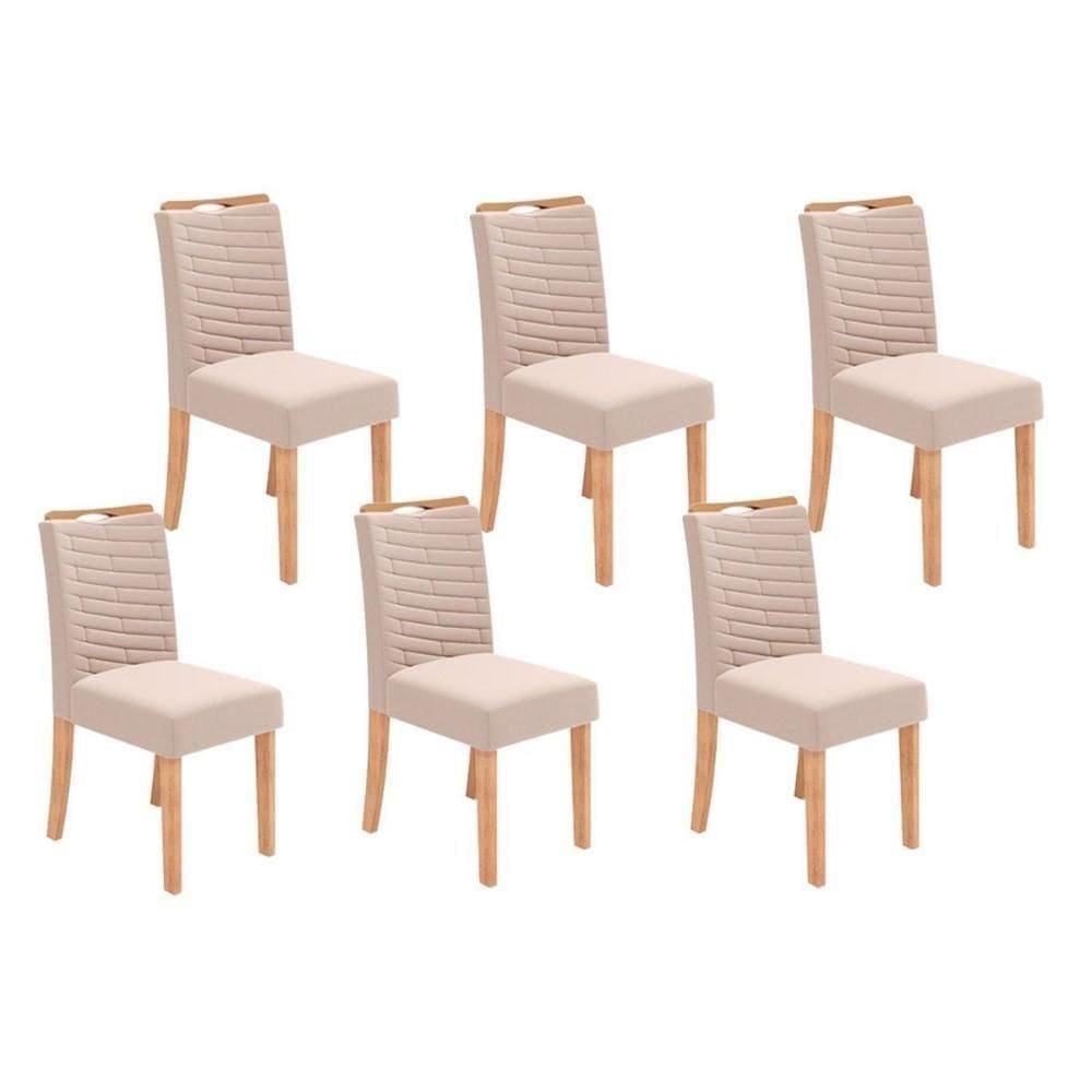 Cadeira De Cozinha Julia Kit 6 Un Cedro Suede Kraft
