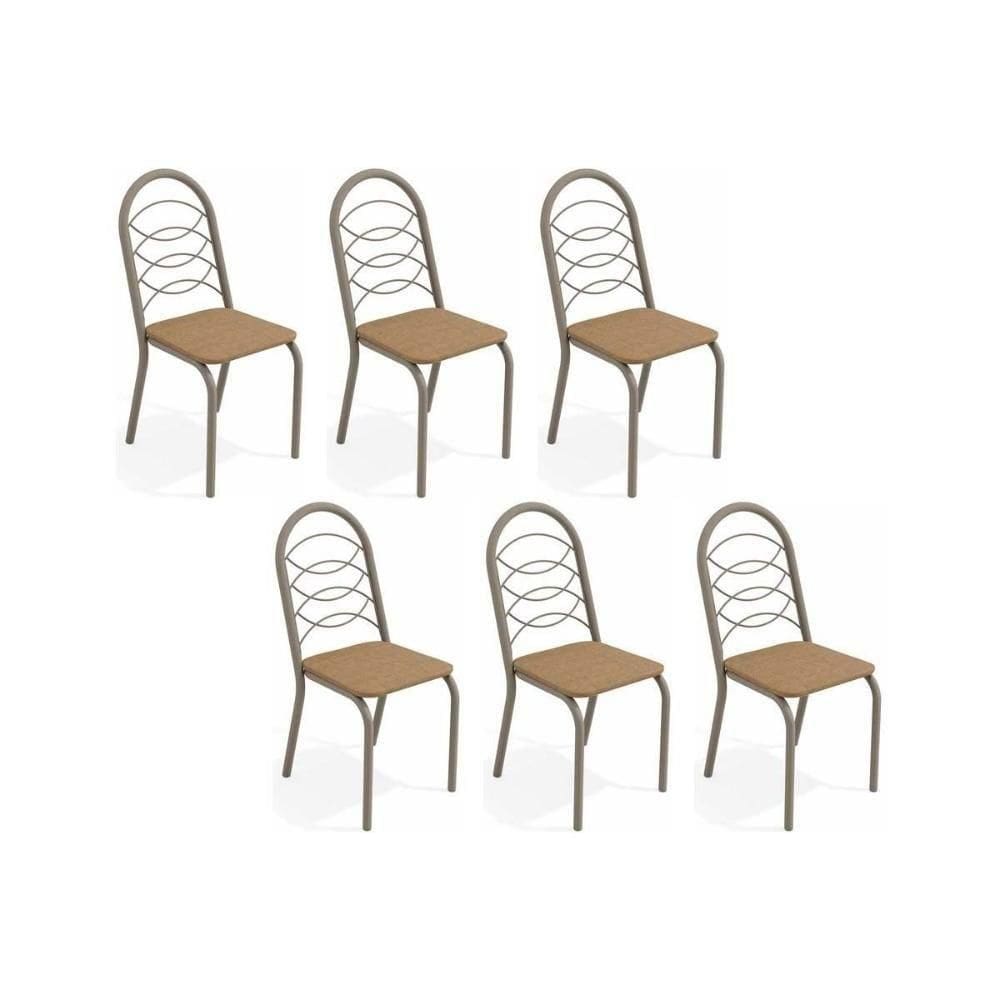 Kit 6 Cadeiras Sala Jantar Holanda C009 6 Un Niquel Courano Capuccino